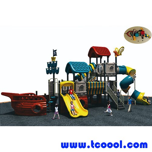 Tincool Amusement Hot Sale Plastic LLDPE Galvanized Pipe Pirate Ship Outdoor Playground 