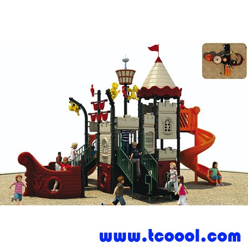 Tincool Amusement Plastic LLDPE Galvanized Pipe Pirate Ship Outdoor Playground Amusement Park