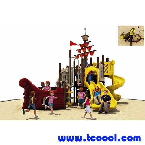 Tincool Amusement Plastic LLDPE Galvanized Pipe Pirate Ship Outdoor Playground TC-B140026  
