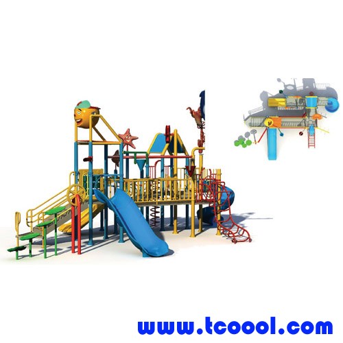 Tincool Amusement Water Playground with Water slide Water Spray Summer Park